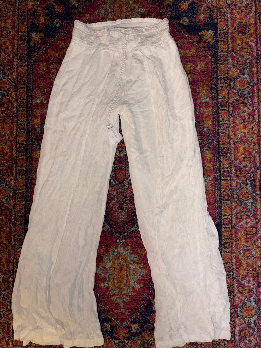 OFFERS OPEn! Women’s small boho Style & Co. White Drawstring Smocked Waist Pants